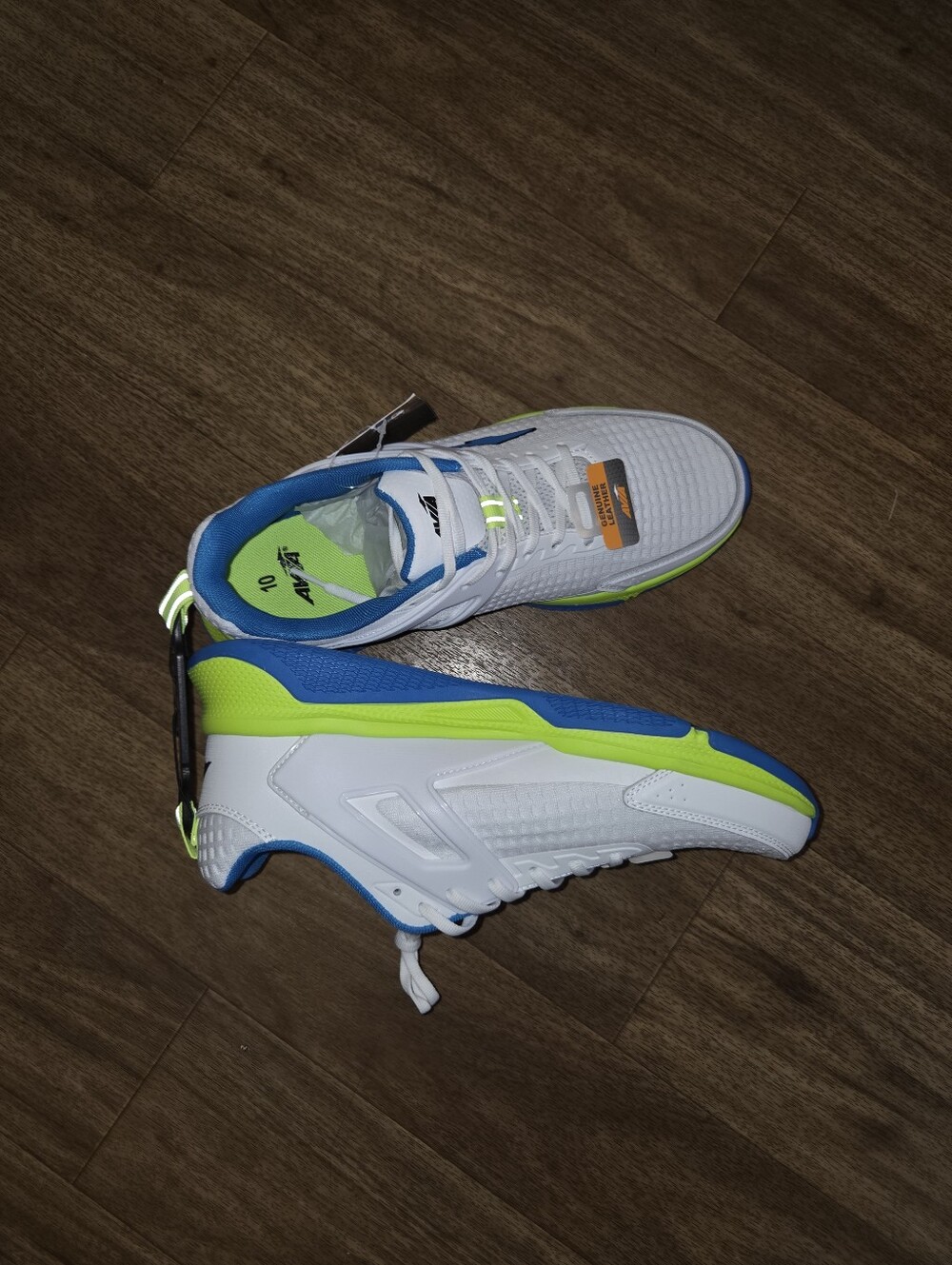 Avia White Sneakers with Blue and Neon Yellow Accents